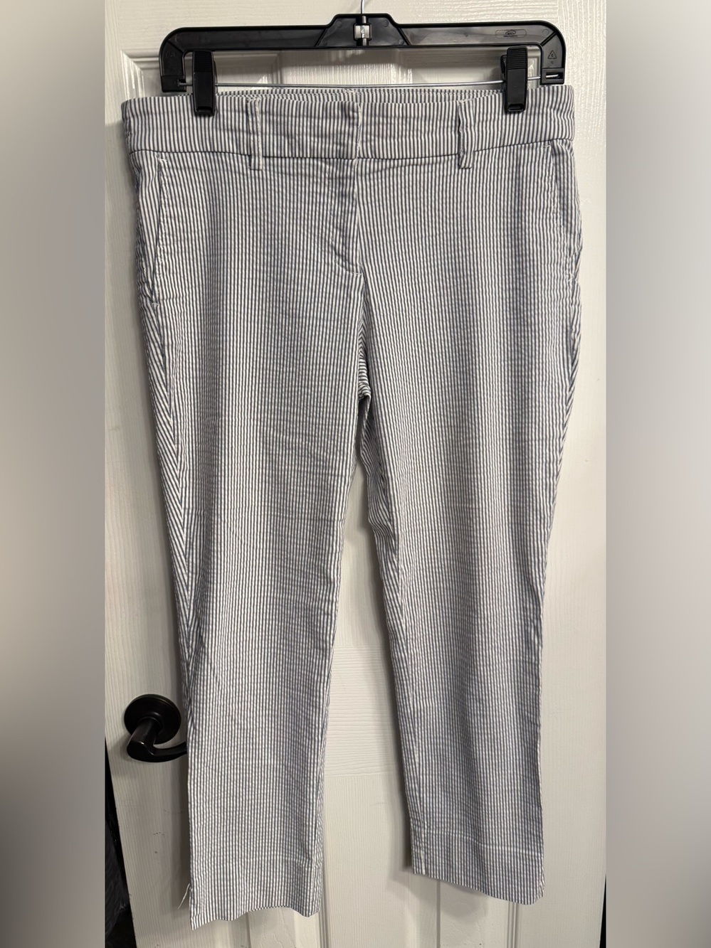 Lila Rose Navy and White Seersucker Skinny Pants
